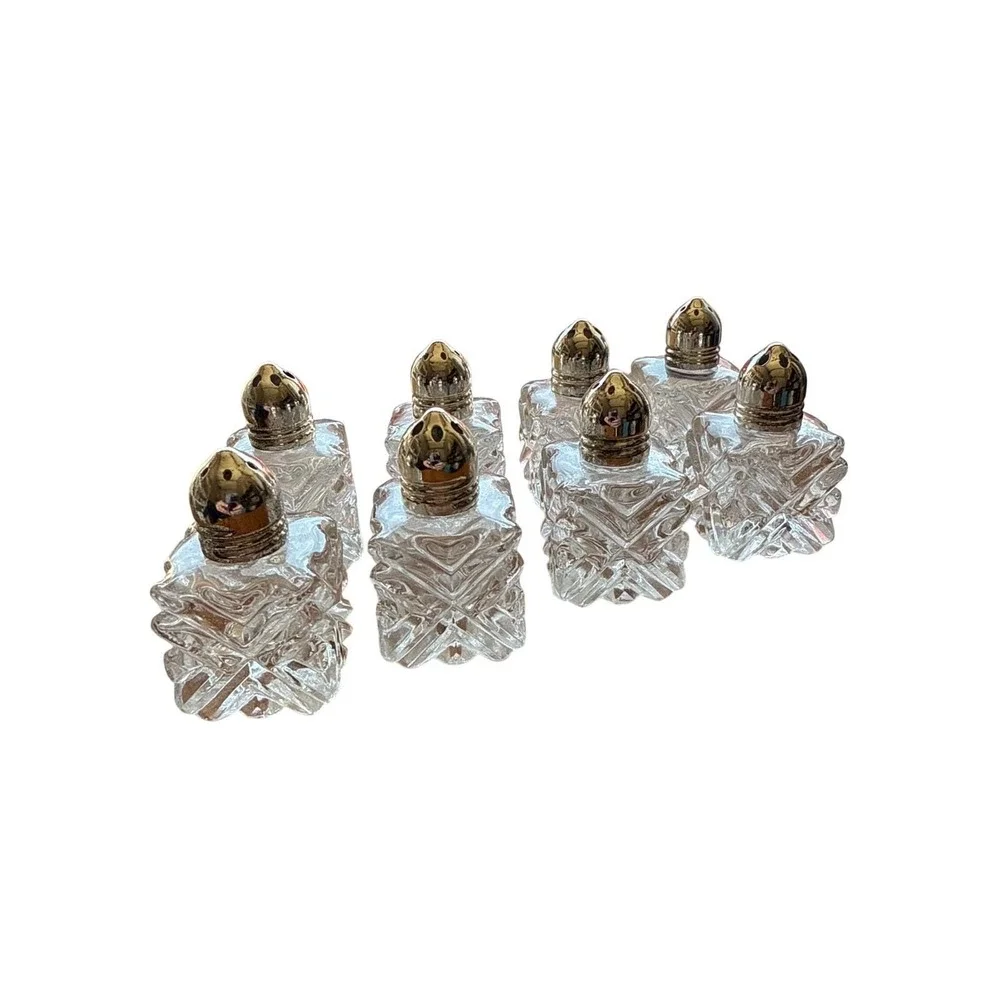 Vintage Cut Glass Individual Salt and‎ Pepper Shaker Set of 4 Made in Japan